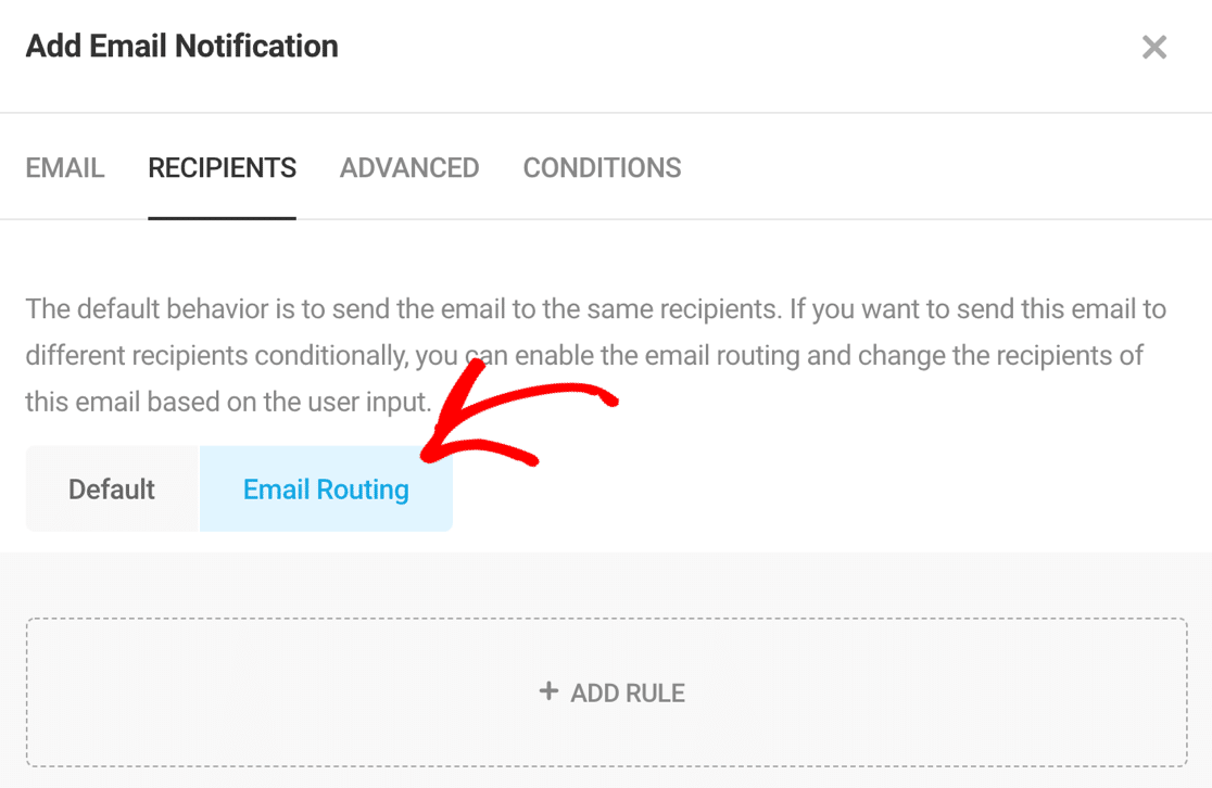 Forminator email routing settings