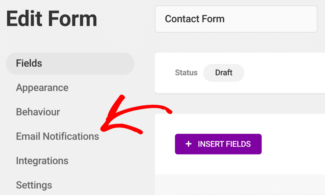Open Forminator form notification settings