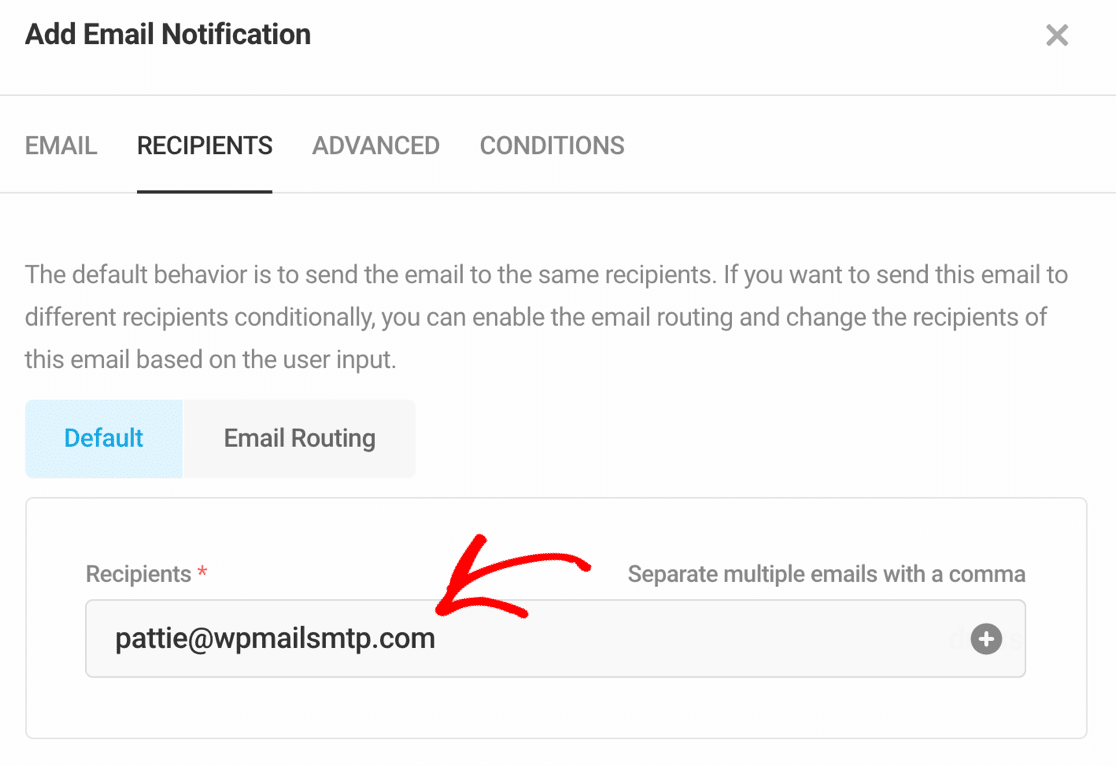 Form recipient settings in Forminator