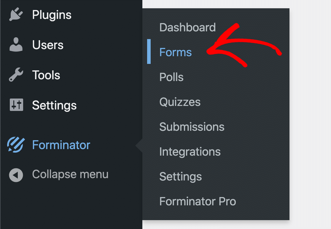 Open Forminator form settings