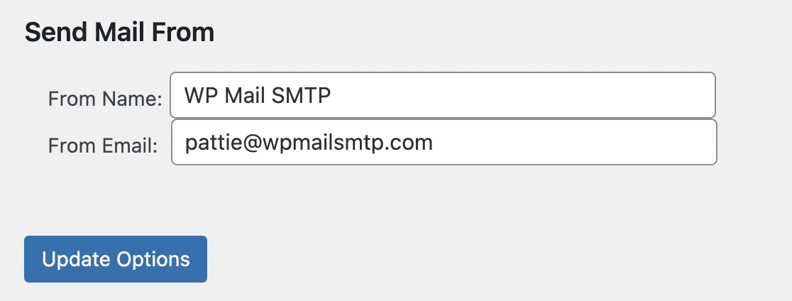The Send Mail From settings in MemberPress