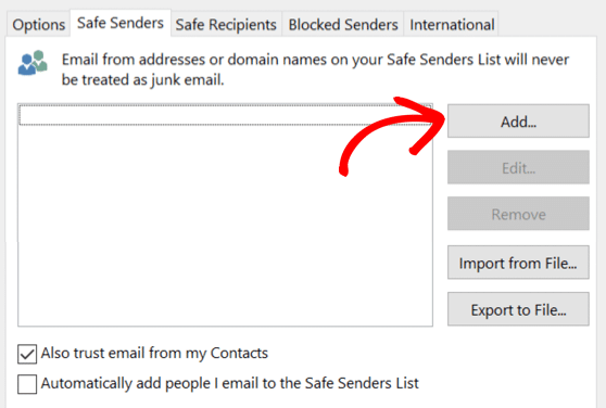 Add Safe Sender