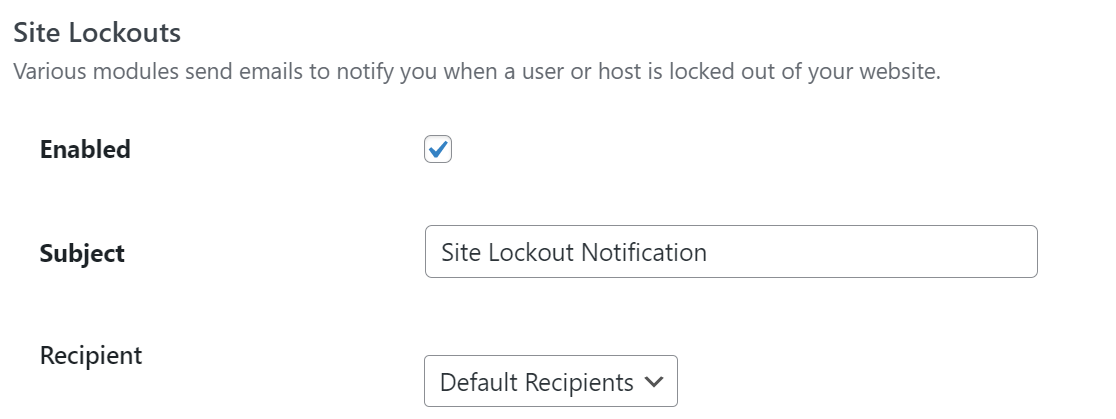 iThemes site lockout notification setting