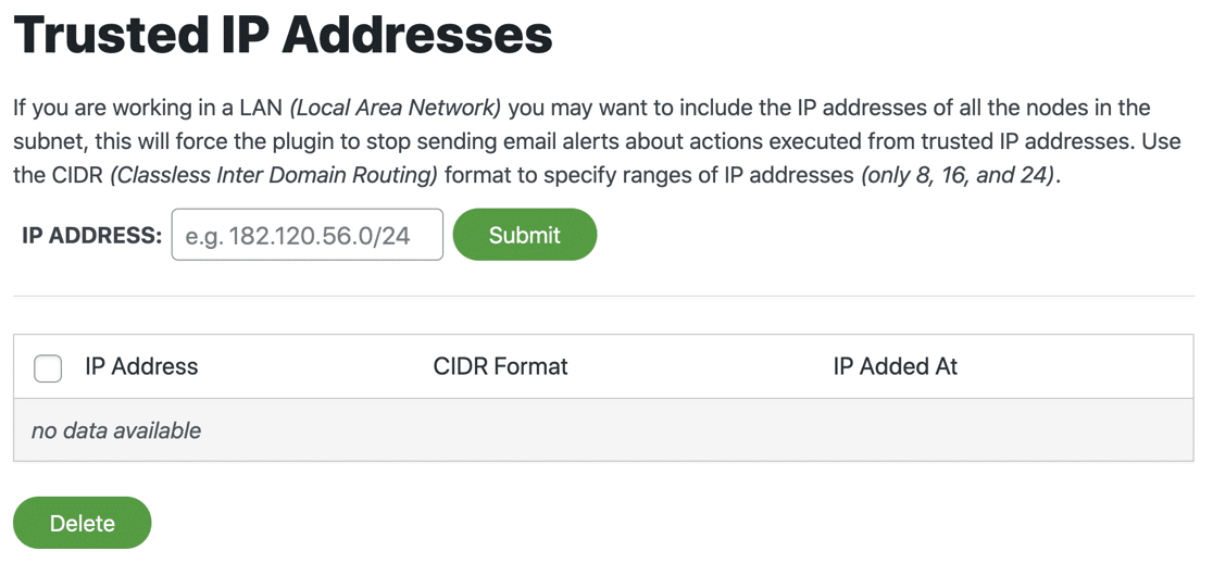 Sucuri trusted IP settings