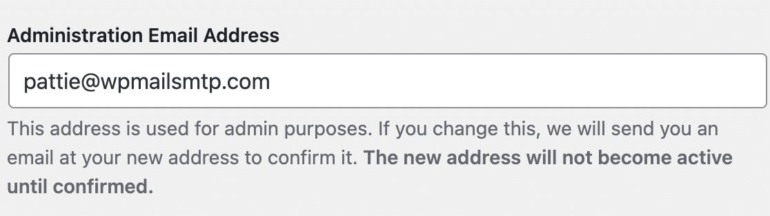 The WordPress Administration Email Address setting