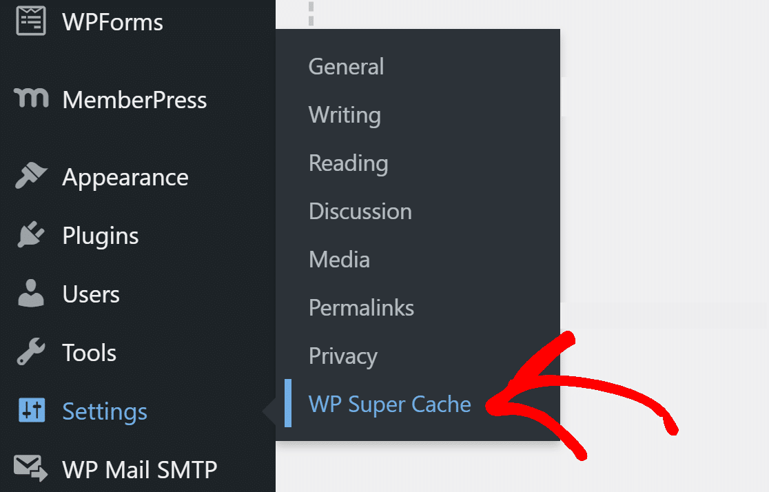 wp super cache settings