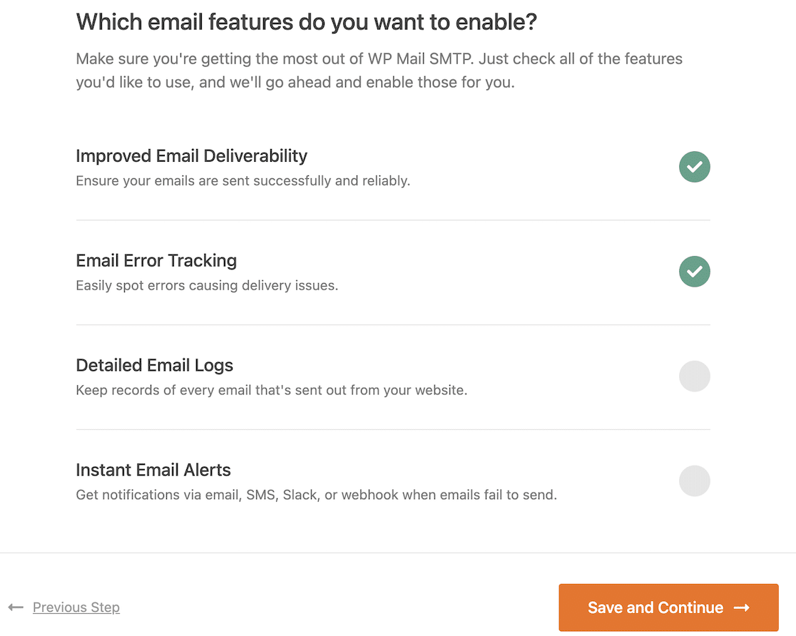 Enabling email features in WP Mail SMTP