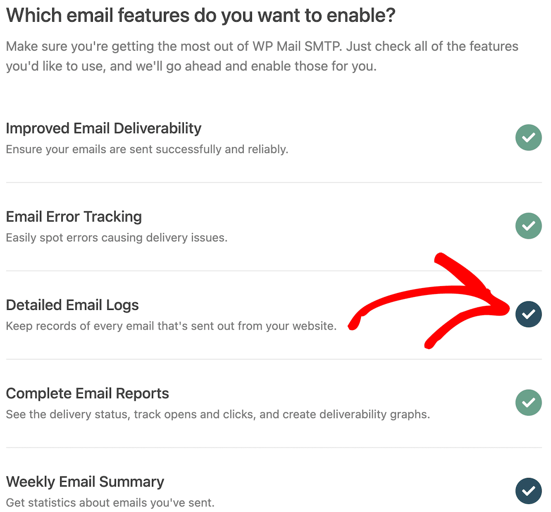Enable detailed email logs