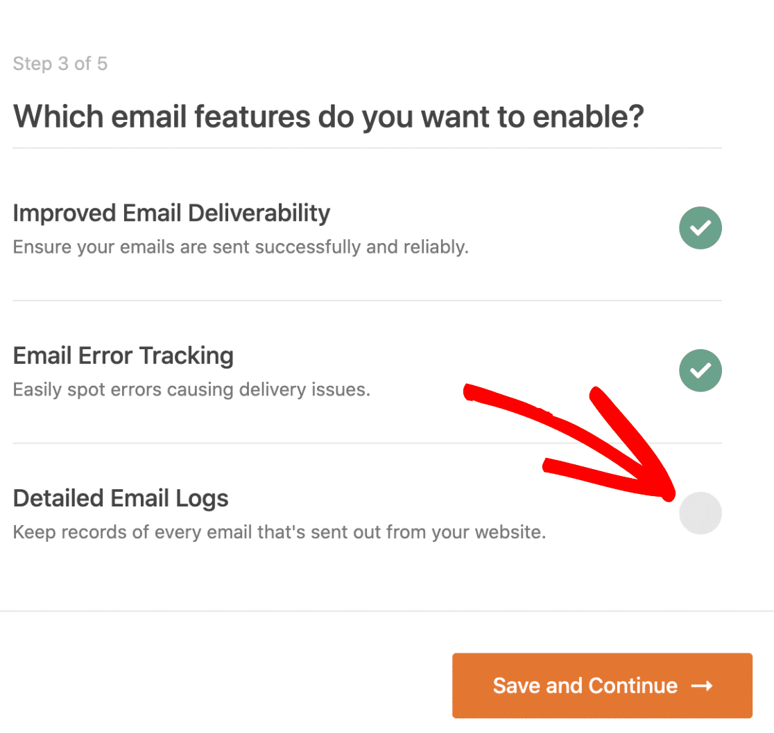 Enable email logs