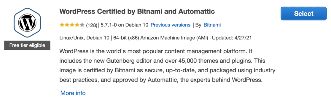 Bitnami WordPress Certified Amazon Machine Image (AMI)