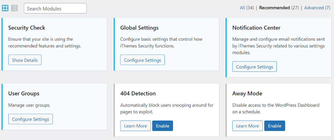 iThemes security plugin dashboard