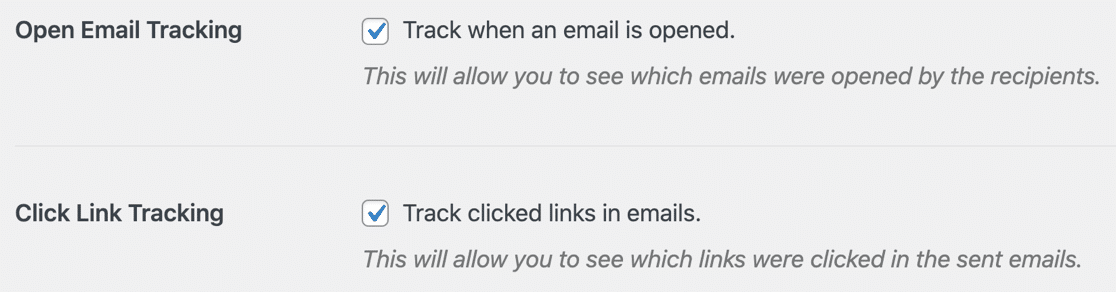 Open and click tracking in WordPress