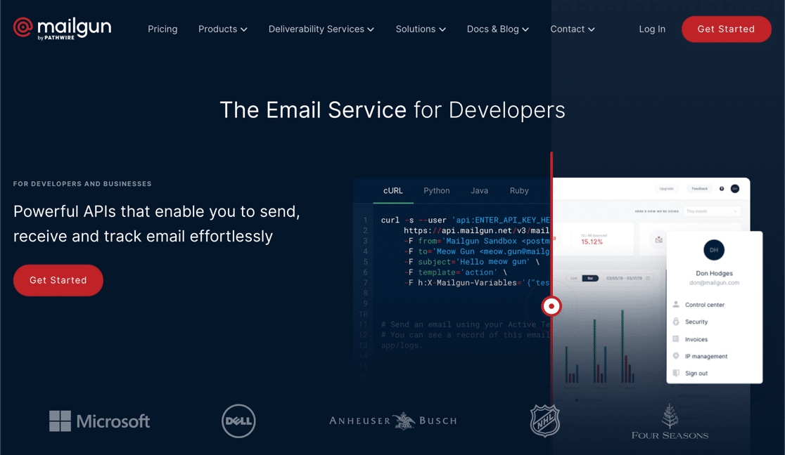 Mailgun homepage