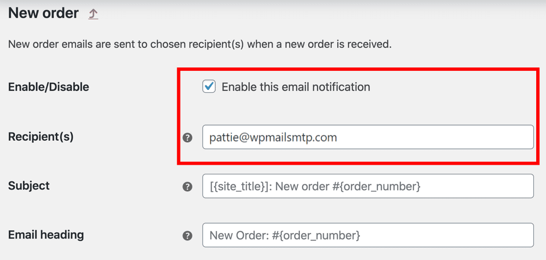 Checking the recipient address for a WooCommerce email template