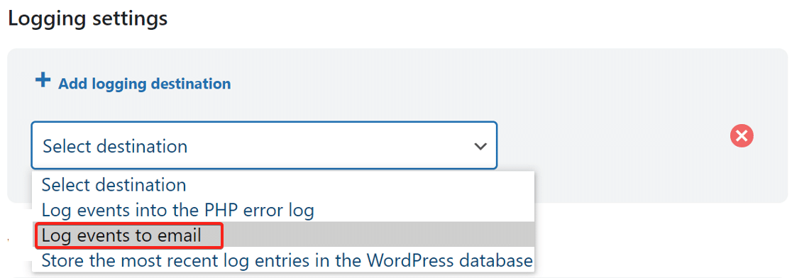 Select log events via email in WP Optimize
