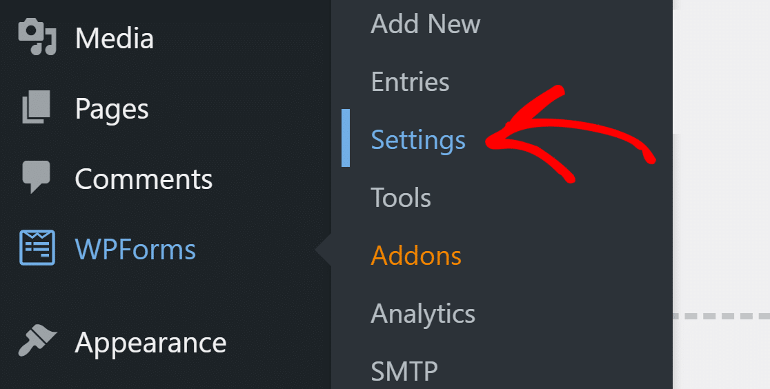 WPForms settings