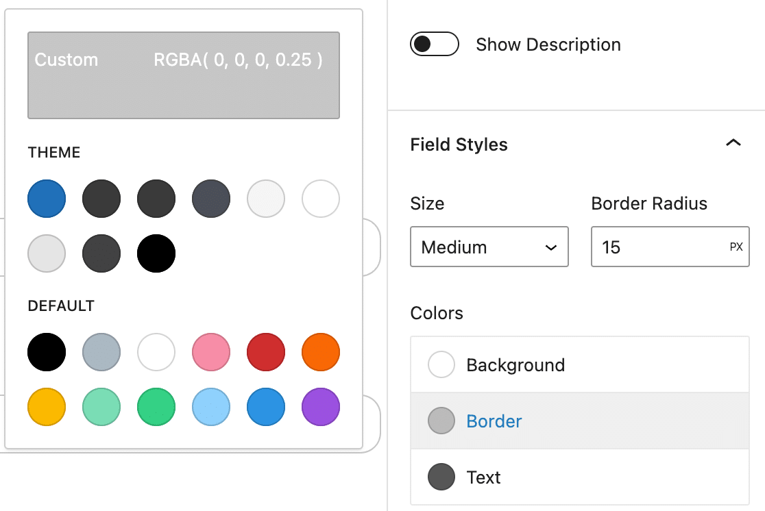 WPForms color picker