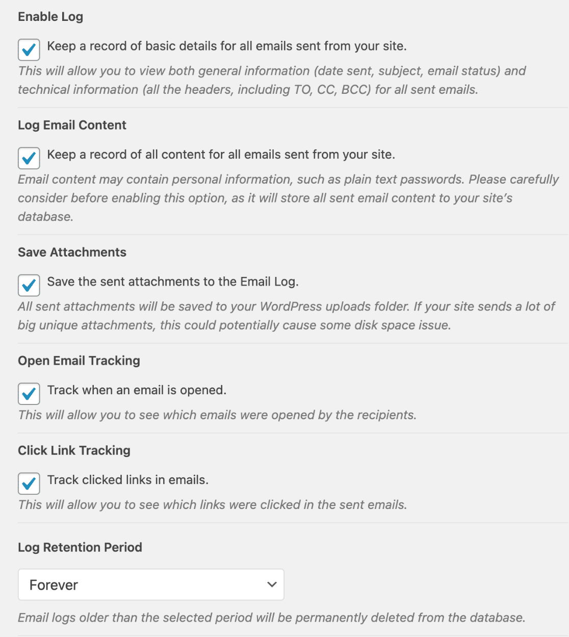 wp mail smtp pro email logging settings