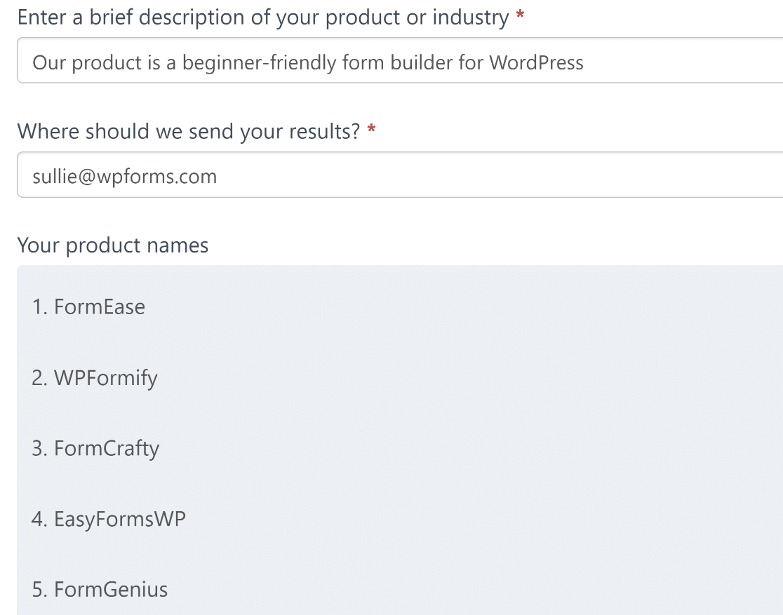 Formidable Forms AI field