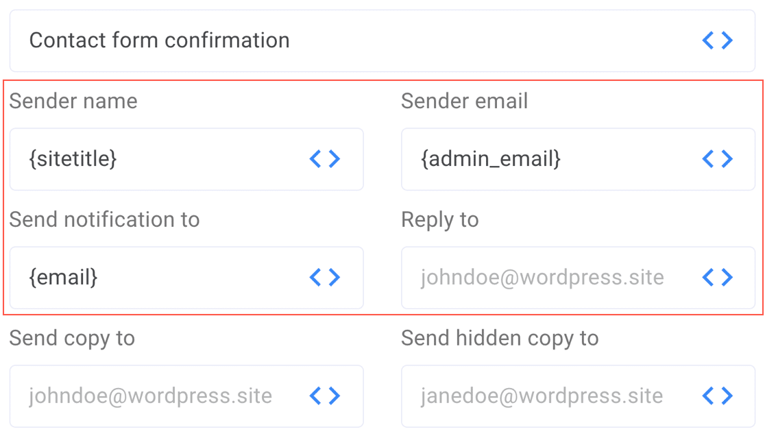 Kali Forms email settings