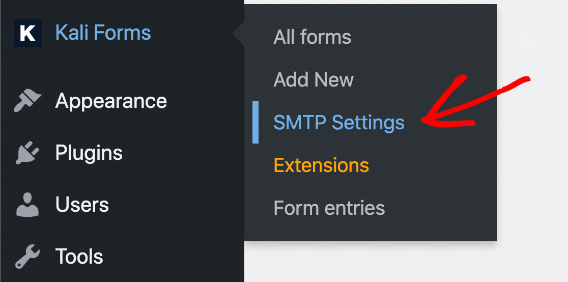 Kali Forms settings