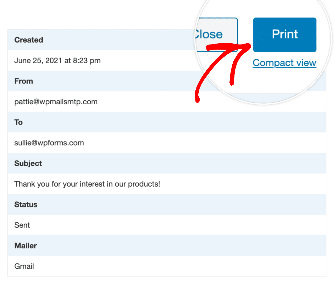 Print email log