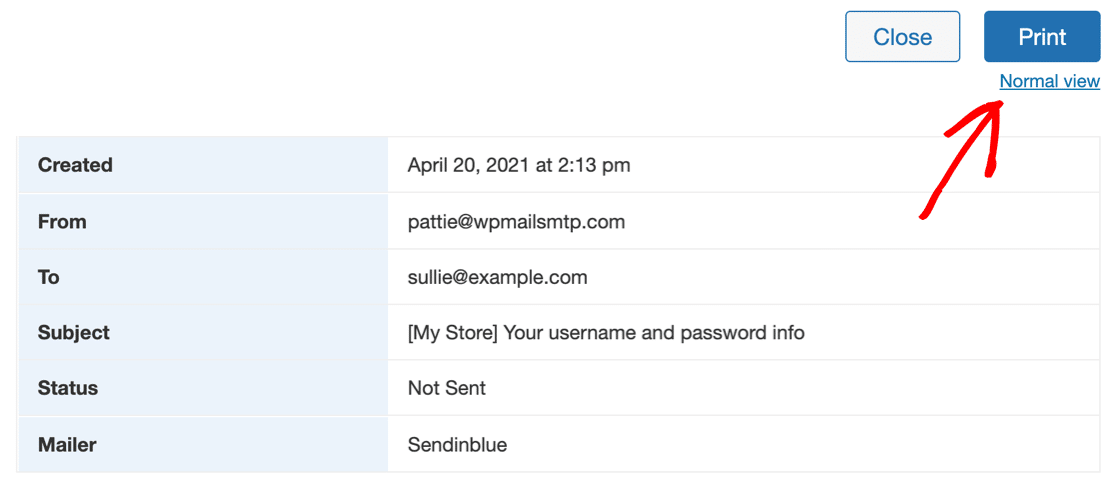 Print email log in WordPress