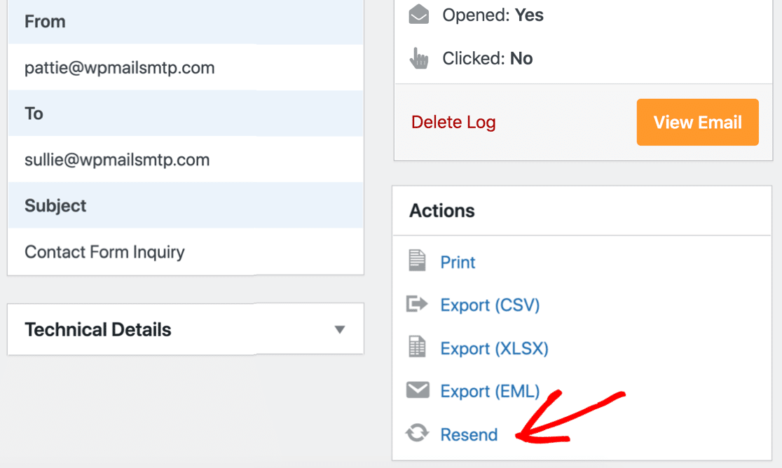 Resend WordPress email