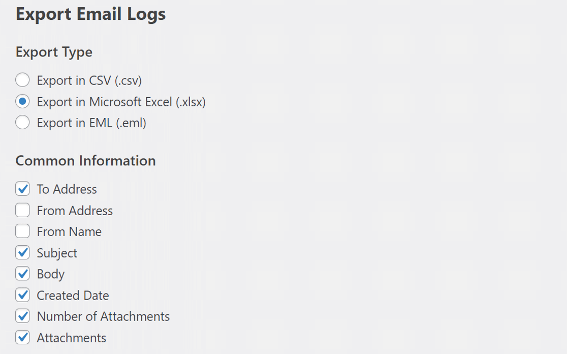 select attachment to export