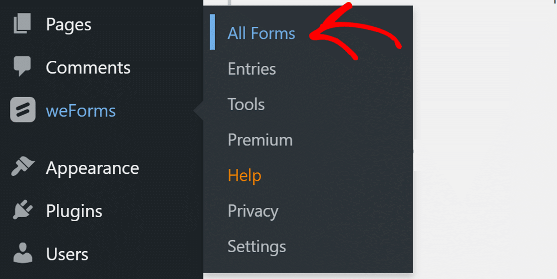 Opening weForms forms