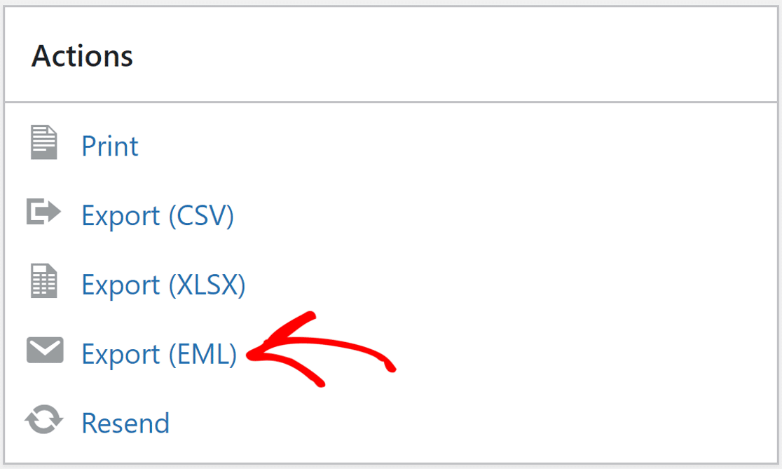 Export in EML file format