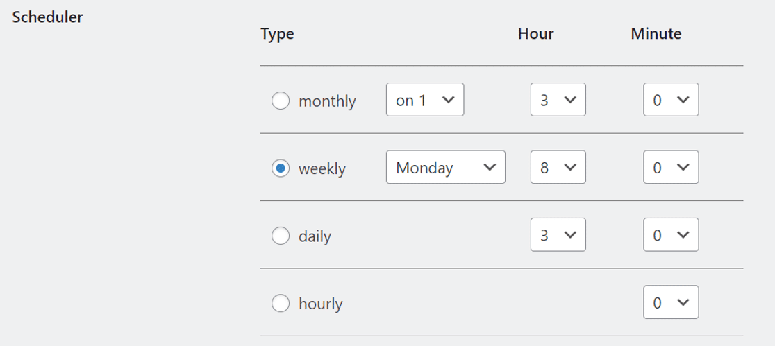 backwpup automatic schedule