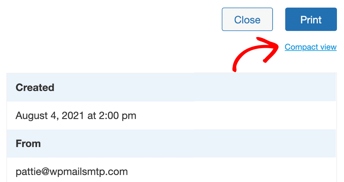 Print email with compact view