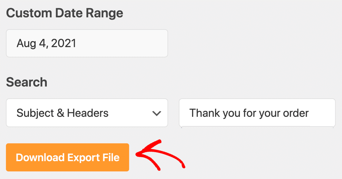 Date filter and subject filter for export