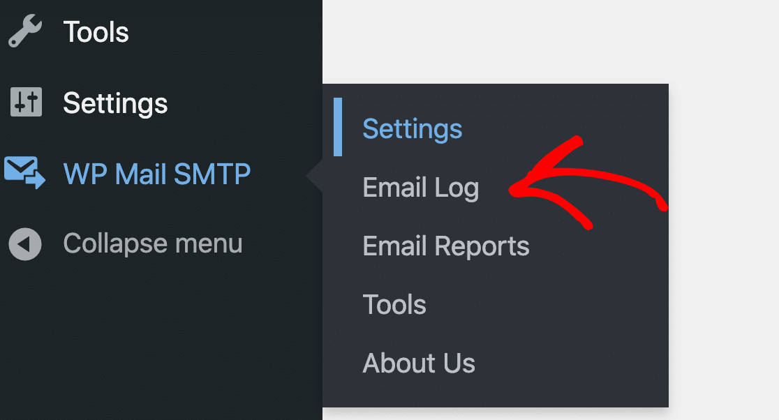 Open the email log in WP Mail SMTP