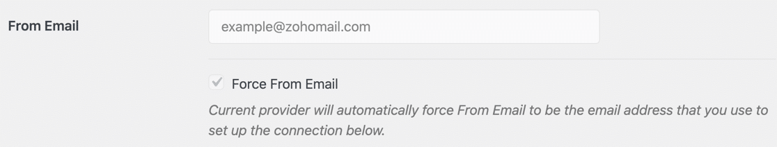 Force From email in WordPress grayed out