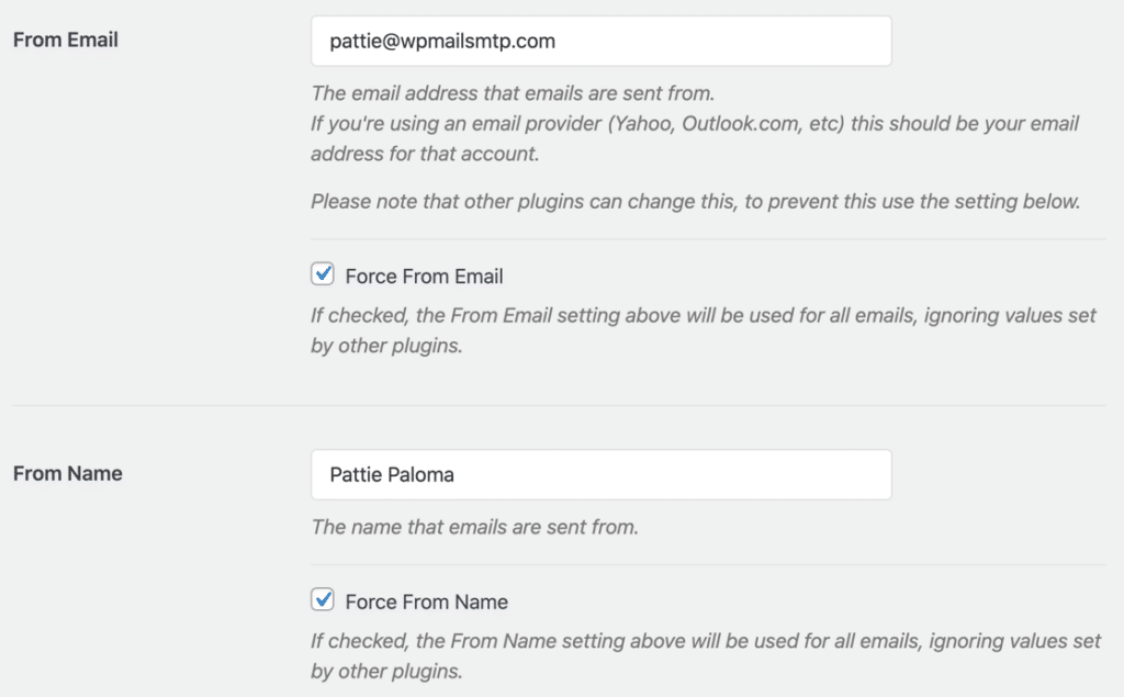 From Name and From Email settings in WordPress - WP Mail SMTP Definições de nome e e-mail de origem no WordPress