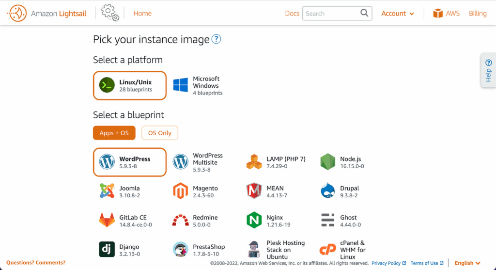 instance image lightsail - WP Mail SMTP imagem de instância lightsail