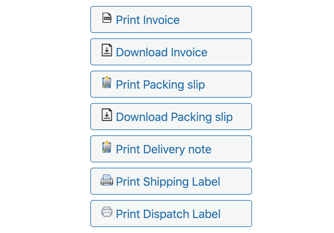 Print WooCommerce invoice options