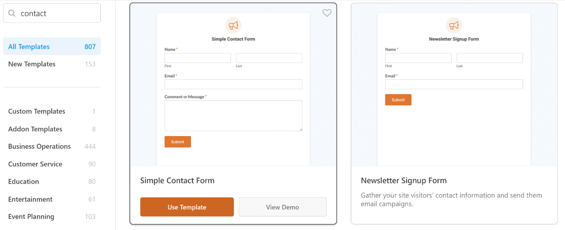 Simple contact form template
