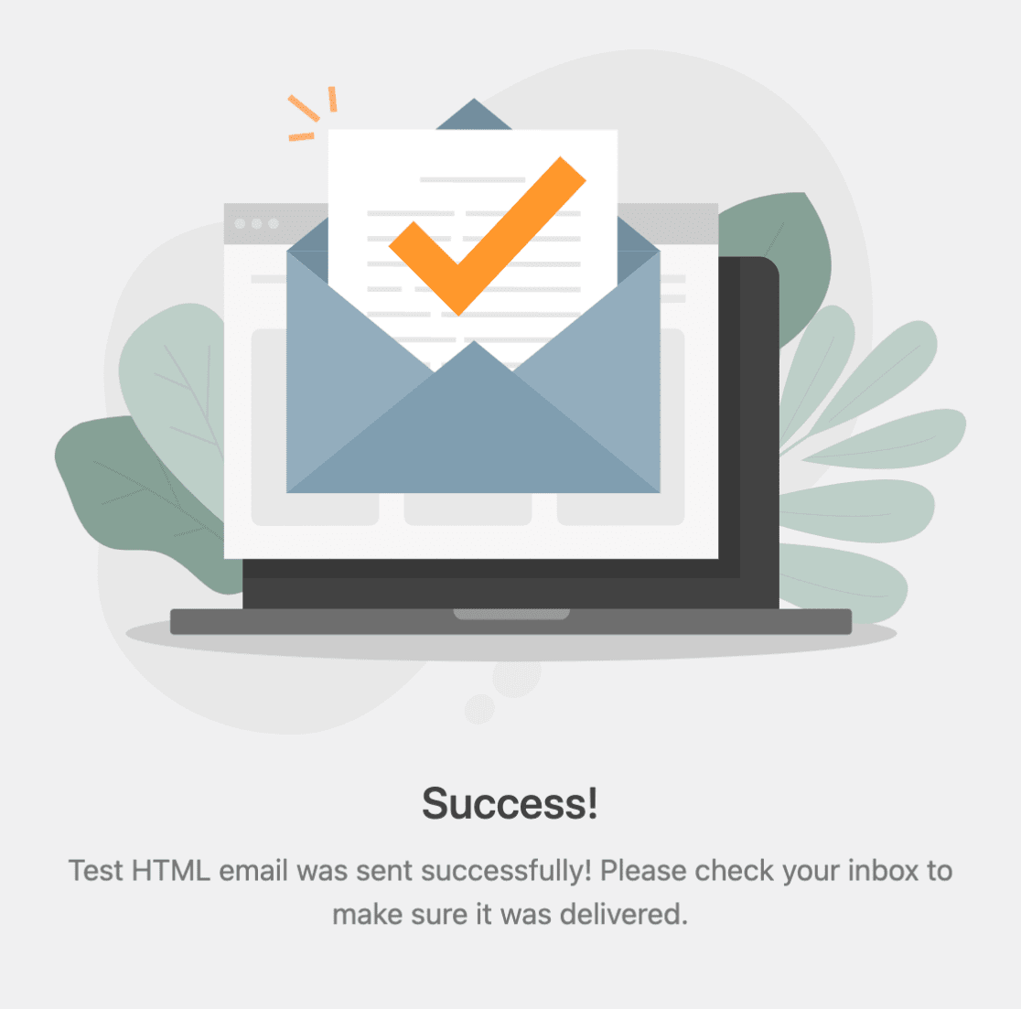 WP Mail SMTP test email success