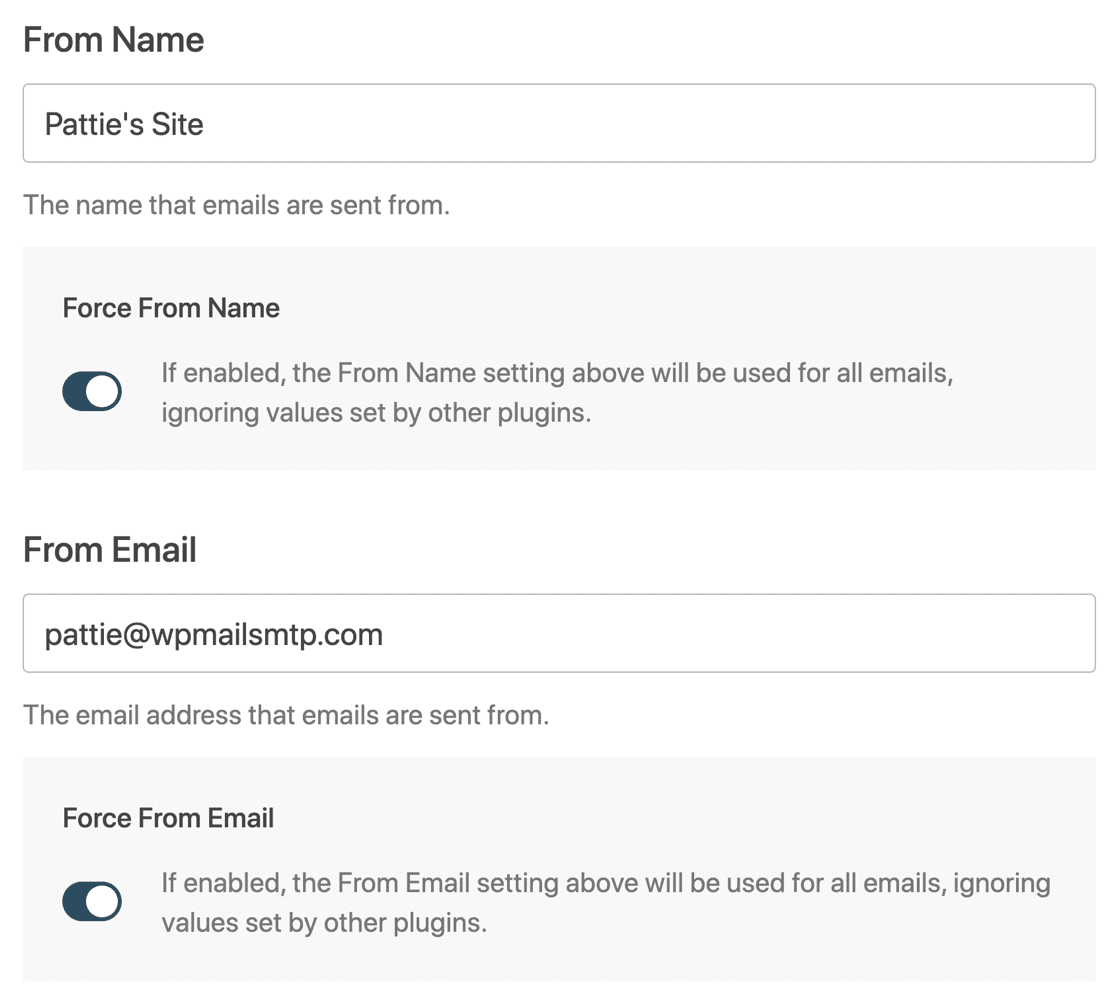 Force From Email and From Name
