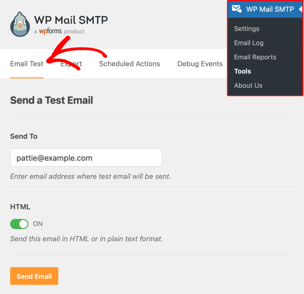 email test tab