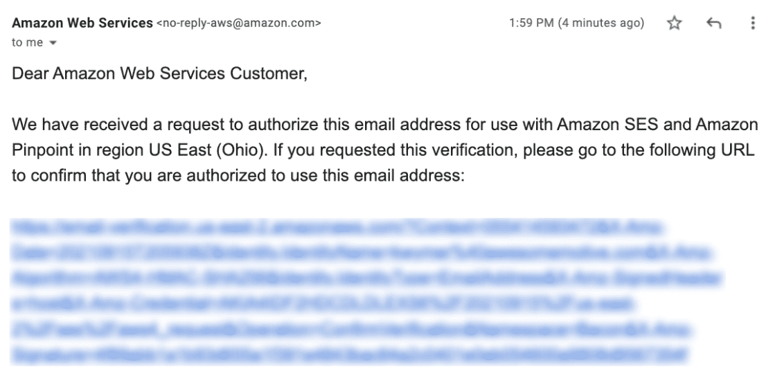 Email verification for Amazon SES