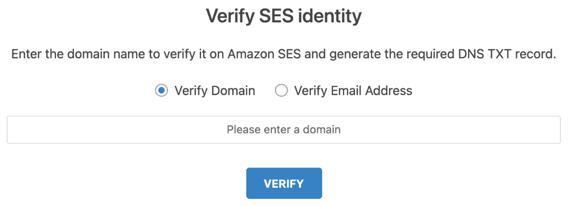 Verify SES domain