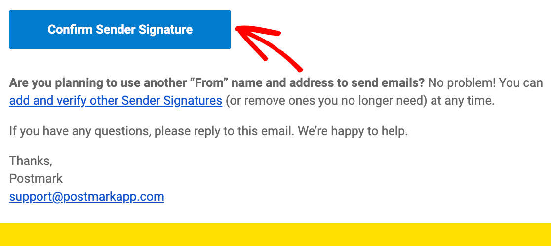 Confirming Postmark account email and Sender Signature