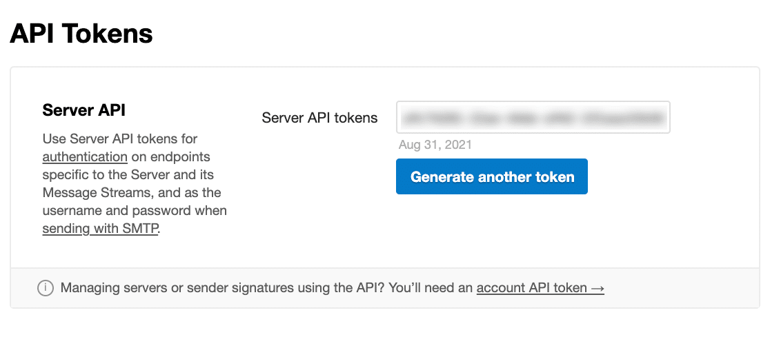 Copying a Postmark API Token