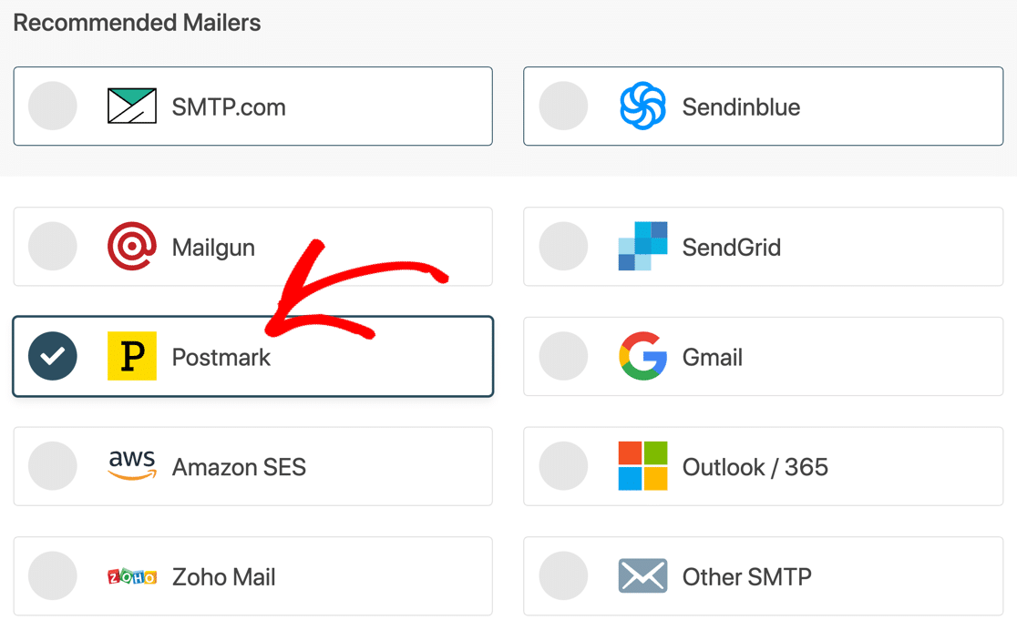 Postmark mailer in WP Mail SMTP Setup Wizard