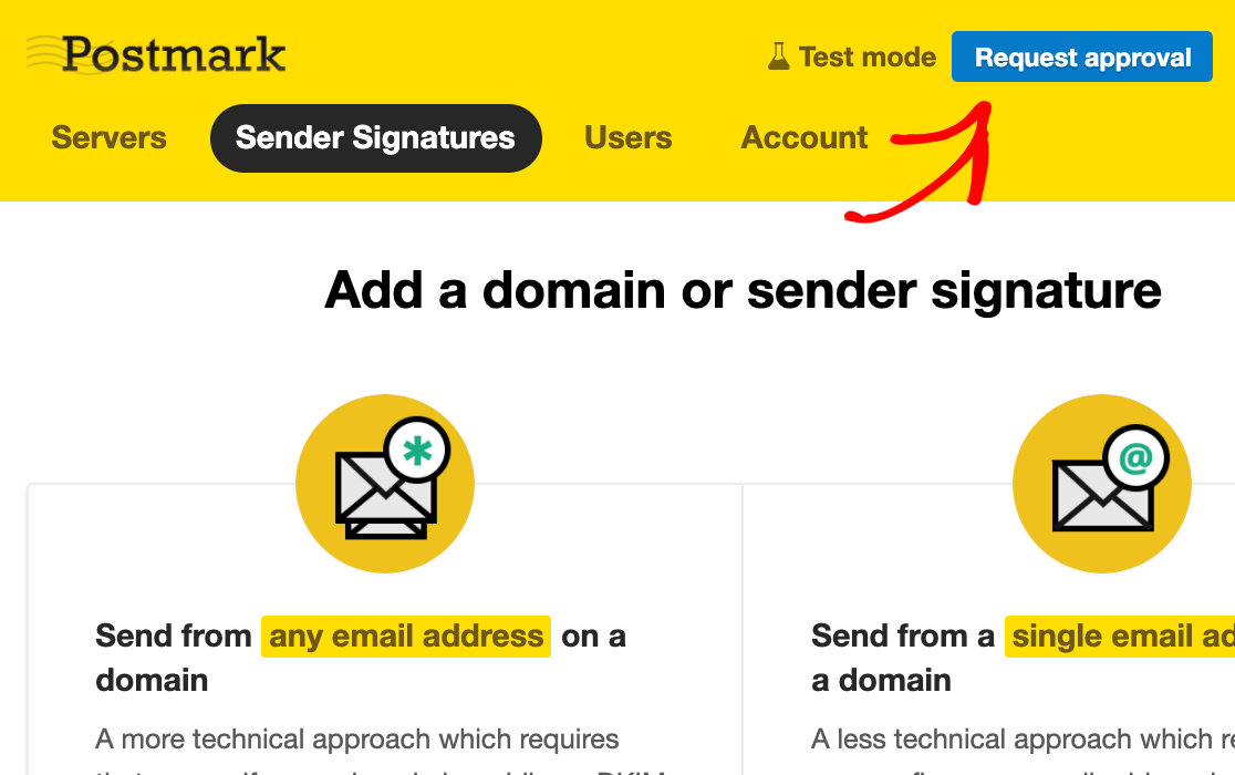 Requesting account approval in Postmark