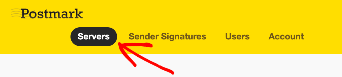 Accessing the Servers area of the Postmark dashboard